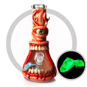 No Label Glass Red Monster With Horns Bong