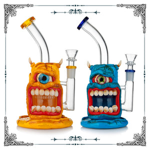 No Label Glass Bent Neck Monster With Horns Bong