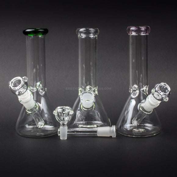 No Label Glass 8 In Beaker Bong with Color Accents