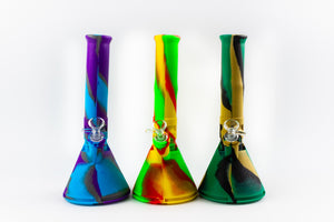 No Label Silicone Full Color Tie Dye Beaker Bong