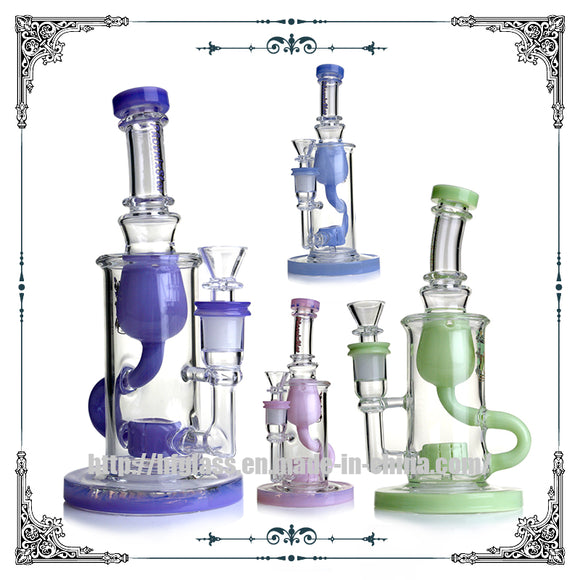 No Label Glass Color Accented Klein Recycler Dab Rig