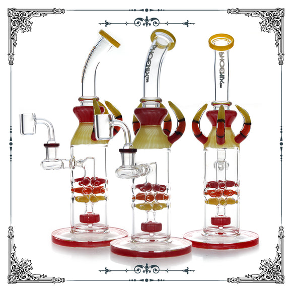 Phoenix Glass Bent Neck Dab Rig With Horns